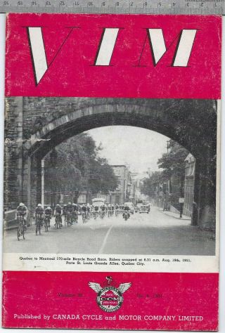Canada Cycle & Motor Co.  Vim Ccm Bicycle Trade Publication No.  4 1951 Cgb