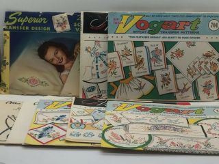 10 Vintage Embroidery Transfer Patterns Vogart Linens Towels Aprons