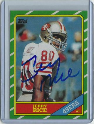 Jerry Rice Signed 1986 Topps Auto Football Rookie Card Rp Autographed W/jsa