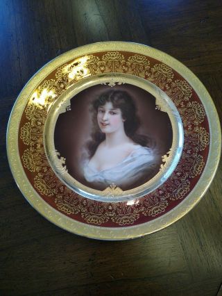 Antique Royal Vienna Beehive Portrait Plate Lady Amicitia 9.  5 "