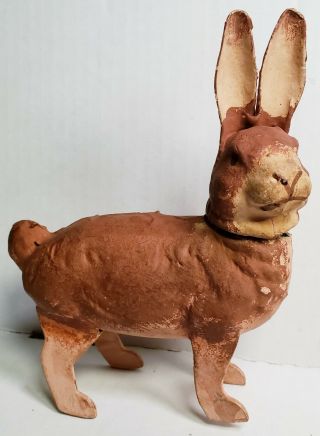 Antique Vtg Paper Mache Bunny Rabbit Candy Container Easter