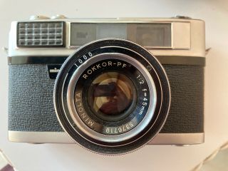 Vintage Minolta Al Rangefinder Camera With Rokkor - Pf 1:2 F=45 Mm
