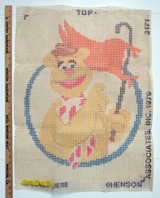 Fozzy Fozzie Bear Muppets Vintage Wall Hanging Latch Hook Rug Yarn Canvas Only