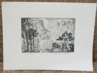 Vintage Lyman Byxbe Etching Pencil Signed & Titled Dream Lake