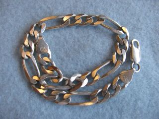 Vintage Italian Sterling Silver Figaro Link Bracelet 9 Inches Long,  1/4 " Wide