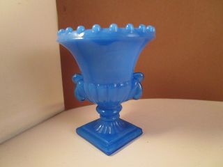 Vintage Blue Glass Small Beaded Urn Toothpick Holder