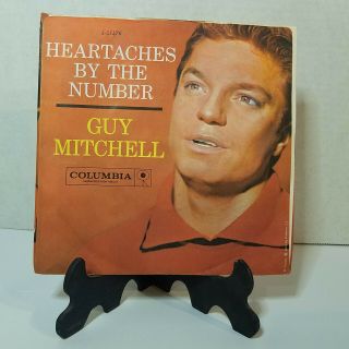 Vintage,  1959,  Guy Mitchell,  Heartaches By The Number & Two,  45 W Picture Sleeve
