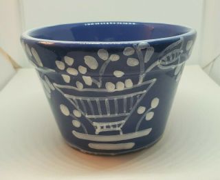 Vintage Gl Italian Ceramic Pot Hand Painted Small Planter Blue Garden Pot