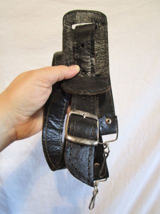 Vintage Black Leather Adjustable Replacement Shoulder Strap Slvr Hrdwr 1.  25 " Wd