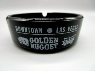 Vintage Ashtray Golden Nugget Casino Las Vegas Black Glass Round Ashtray Collect