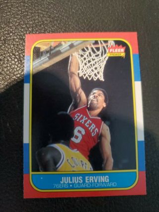 1986 Fleer Julius Erving Dr J 31 Basketball Card Philadelphia Sixers 111