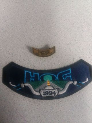 1994 Hog Patch And Pin Harley Davidson Owners Group Member Rocker Hd Mc Club Set