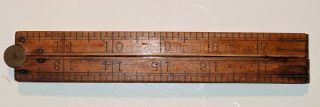 Vintage Upson Nut Co.  No.  68 Folding Rule 24 " Wood & Brass Ruler Measure Euc