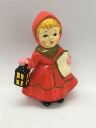 Vintage Porcelain Girl Figurine Reading Little Red Riding Hood /japan 4 - 1/4”