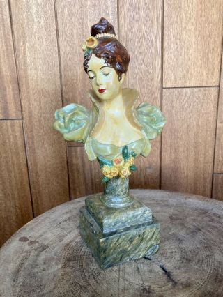 Vintage Womans Bust Statue Figure Sculpture