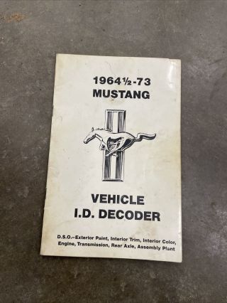 Vintage Jim Osborn Vehicle Vin I.  D.  Decoder Book 1964 1/2 - 1973 Ford Mustang
