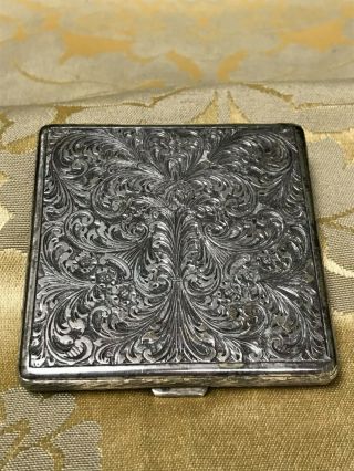 Antique 800 Silver Ladies Compact With Mirror Lovely