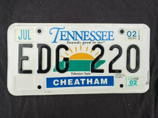 2002 Tennessee License Plate Sunrise Edg 220 Cheatham County