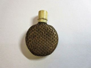 Antique Miniature Scent Flask,  Perfume Bottle - Straw Work,  Stopper