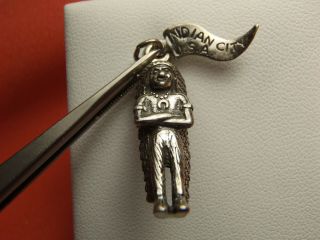 Vintage Navajo Sterling Silver Indian Chief 3d Charm Pendant Indian City Usa