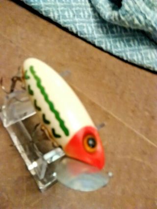 Old Lure Vintage Red/white Jitterbug With Added Green With Pat.  