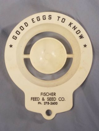 Vintage Fischer Feed & Seed Co.  Advertising Plastic Egg Separator Walworth,  Wis