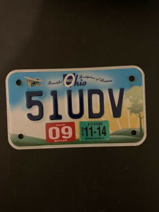 Ohio Motorcycle License Plate 2014 Tag