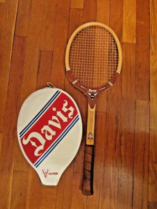 Vintage Davis Wood Tennis Racket With Cover