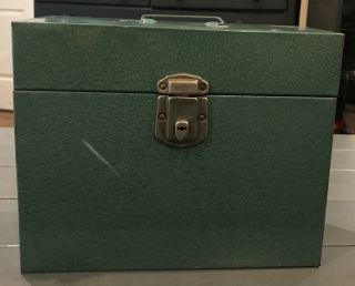 Vintage Excelsior Industrial Metal File Box Storage Mid Century Green No Key