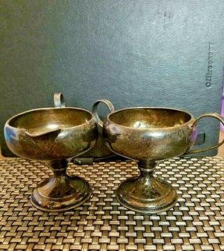 9vintage Sterling Reinforced With Cement Creamer & Open Sugar Bowl 206 Grams
