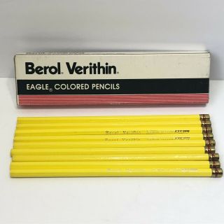 Vintage Berol Verithin 9 Eagle Colored Pencils Lemon Yellow 735 1/2 Made In Usa