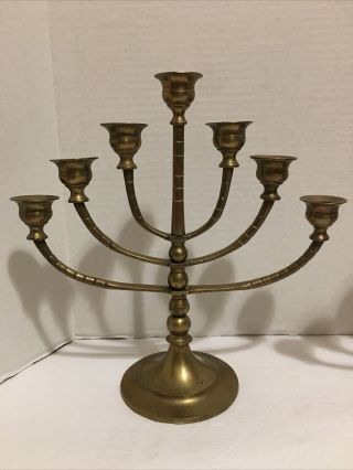 Vintage/Antique Unbranded Pair/Set of 2 Brass Candelabra/Menorah/Candle Holders 2
