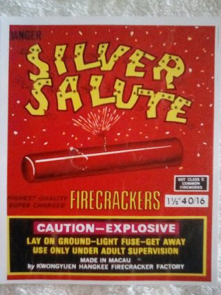 Vintage Firecracker Brick Label (silver Salute) Dot Class C Rare Label Only