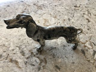 Antique Vintage Italy Peltro Pewter Paperweight Dog Dachshund Figurine