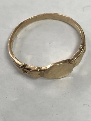 Vintage Antique Signet Petite Youth Child Size 2 Fancy 10k Solid Gold Ring