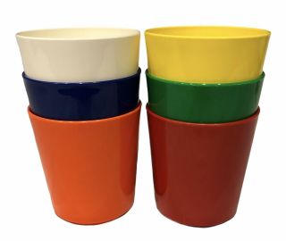 Vintage Retro Fremware Plastic Multi - Color Set Of 6 Drinking Cups