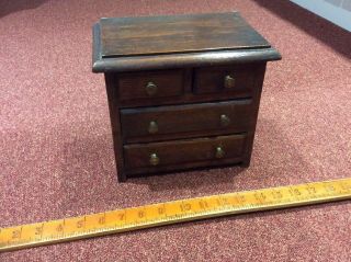 Antique Or Vintage Miniature Wooden Chest Of Drawers.