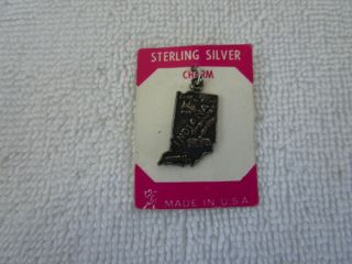 Vintage [ Indiana State Shaped ] Solid Sterling Silver Charm