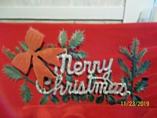 Vintage Merry Christmas Plastic Wall Decoration With Red Flocked Bow