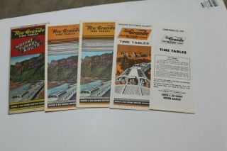 1 - 1950,  1 - 1966,  2 - 1967,  1 - 1970 Denver & Rio Grande Western Railroad Public Tt