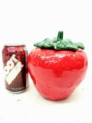 Vintage House Of Webster Ceramic Red Strawberry Canister Cookie Jar Candy Dish