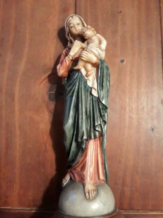 A.  Santini Mary & Jesus Madonna Child Statue Vintage Catholic Figure 9.  5 "