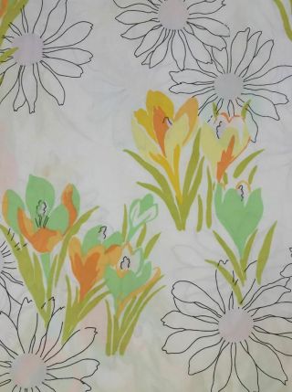 Vintage Spring Floral Springmaid Wondercale Double Flat Sheet Orange Flowers