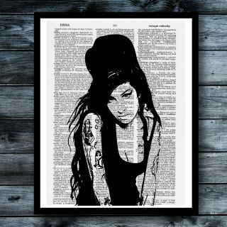 Amy Winehouse Vintage Dictionary Art Print Music Wall Decor Modern Poster