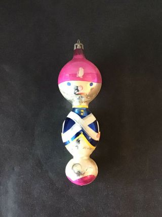 Vtg Mercury Glass Blown Toy Soldier 5.  75” Hand Paint Christmas Ornament Poland