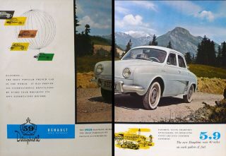 1959 Renault Dauphine " Most Parisian " French Car 9x12 Vintage 2 - Pg Ad Advert