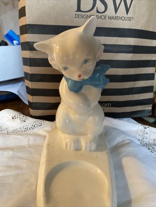 Vintage Painted Porcelain Cat Figurine Sculpture Made In Japan 9 " High