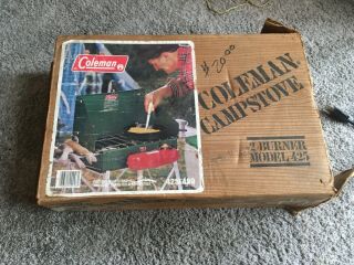 Vintage 425e499 Coleman Stove Two Burner Green W/original Box 1984