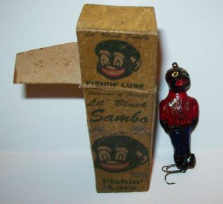 Vintage Novelty Of Old Florida Souvenir Boxed Little Man Fishing Lure Set