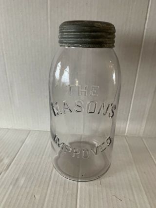 Antique Clear Half Gallon The Mason’s Improved Fruit Canning Jar